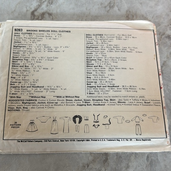 McCall's VINTAGE BROOKE SHIELD SEWING PATTERNS 9316 696  9283 BARBIE CLOTHES - Picture 6 of 11